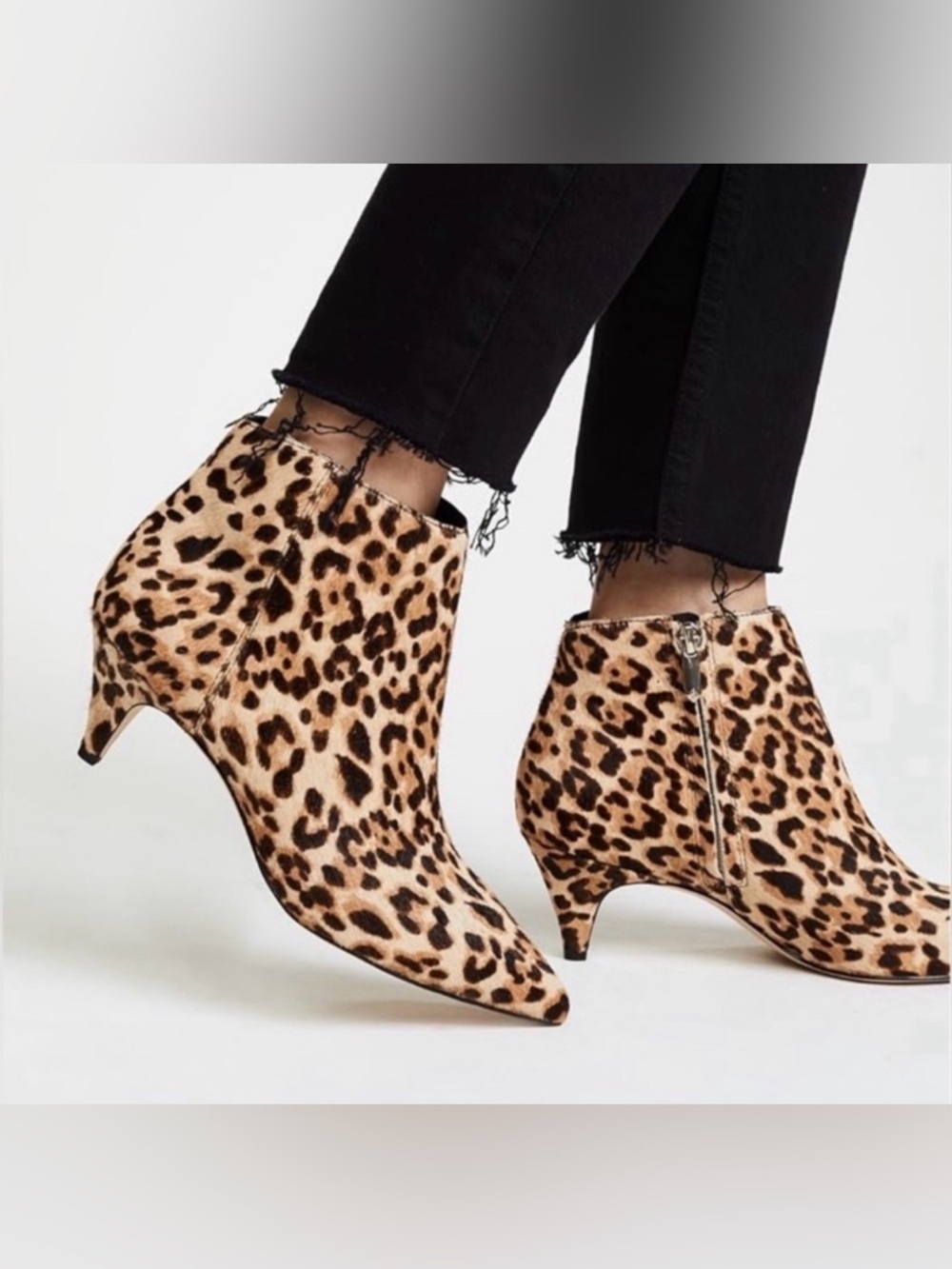 Sexy Sam Edelman Animal Print Ankle Boots Booties Sz  10 W Kitten Heels Side Zip